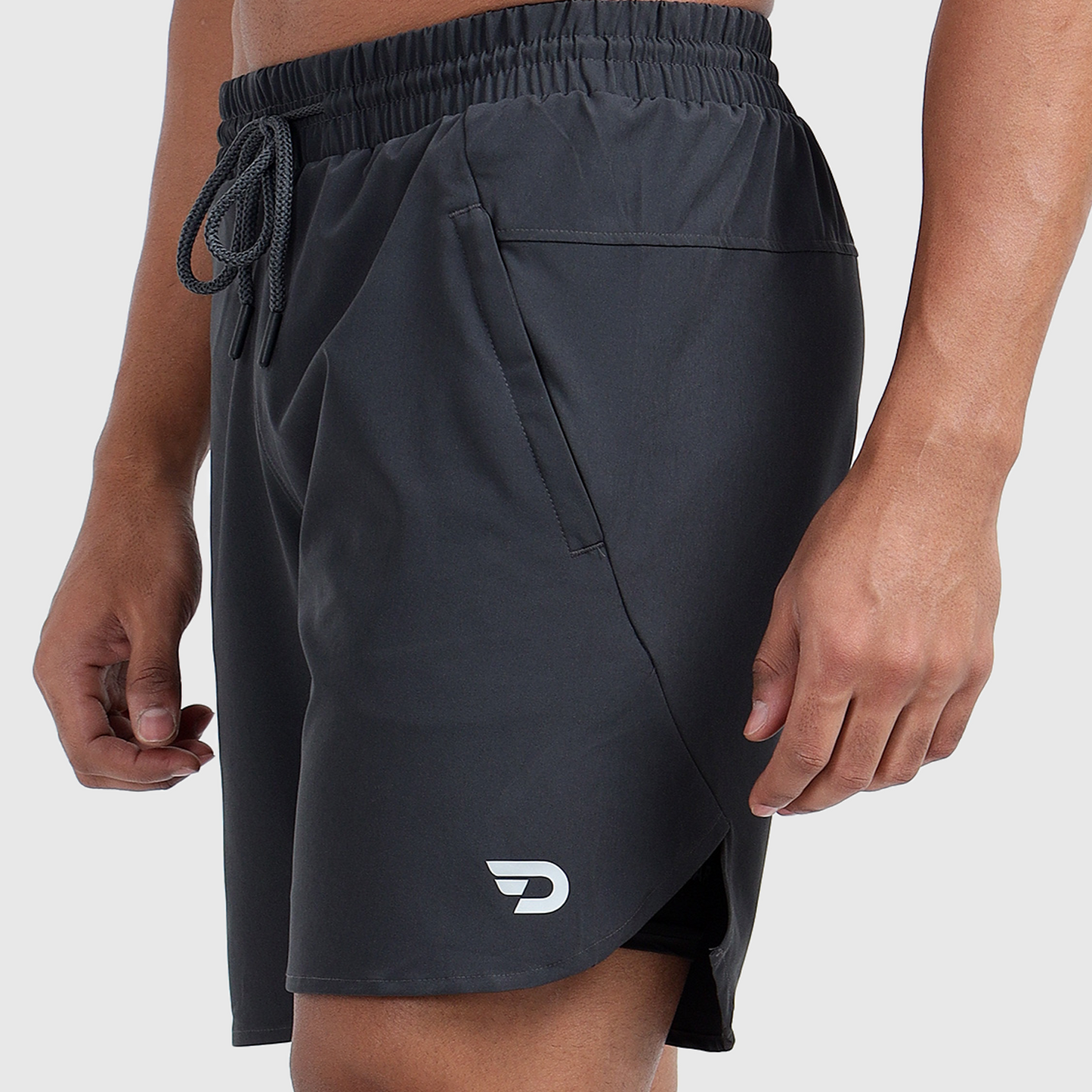 Denmonk's fashionable 2-IN-1 SHORTS charcoal shorts for men will boost your level of gym fitness.