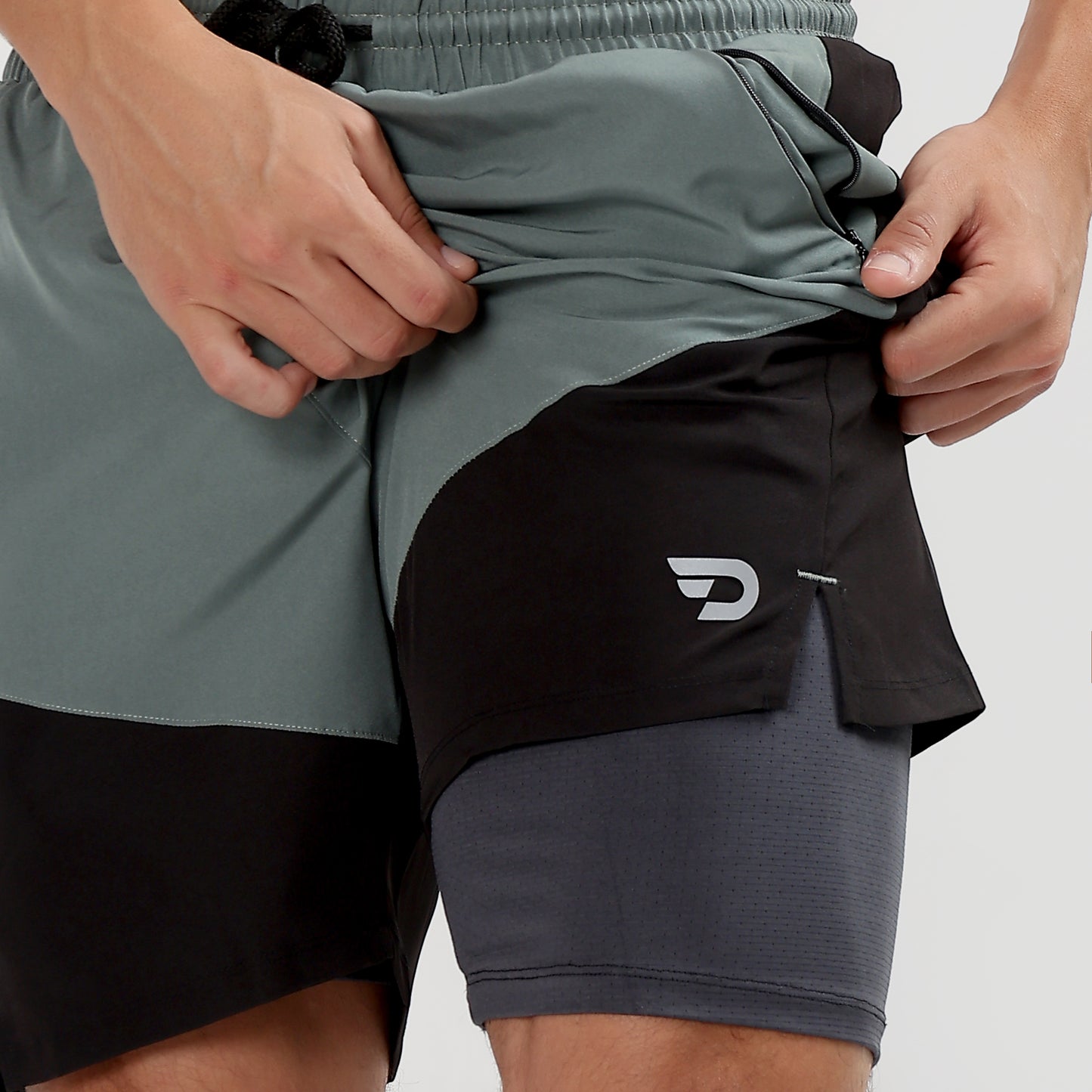 Colorblock 2 in one Compression Shorts