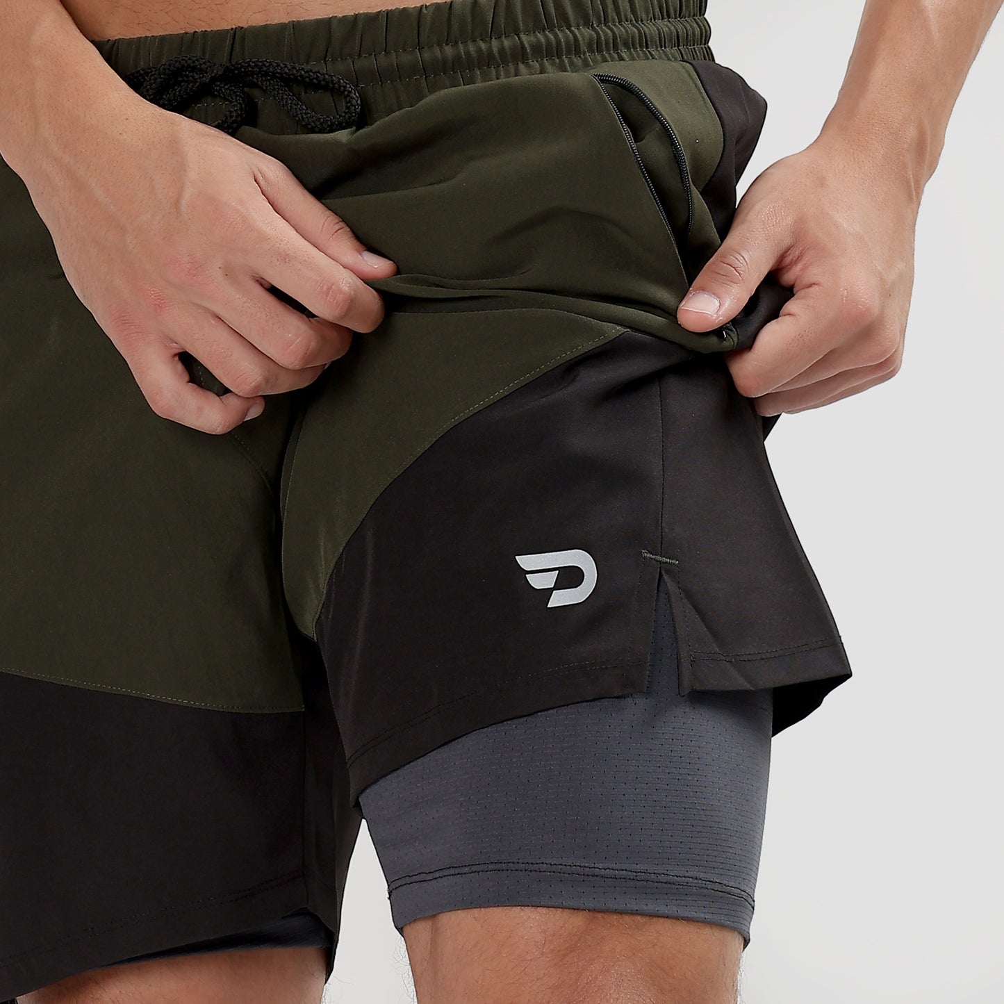 Colorblock 2 in one Compression Shorts