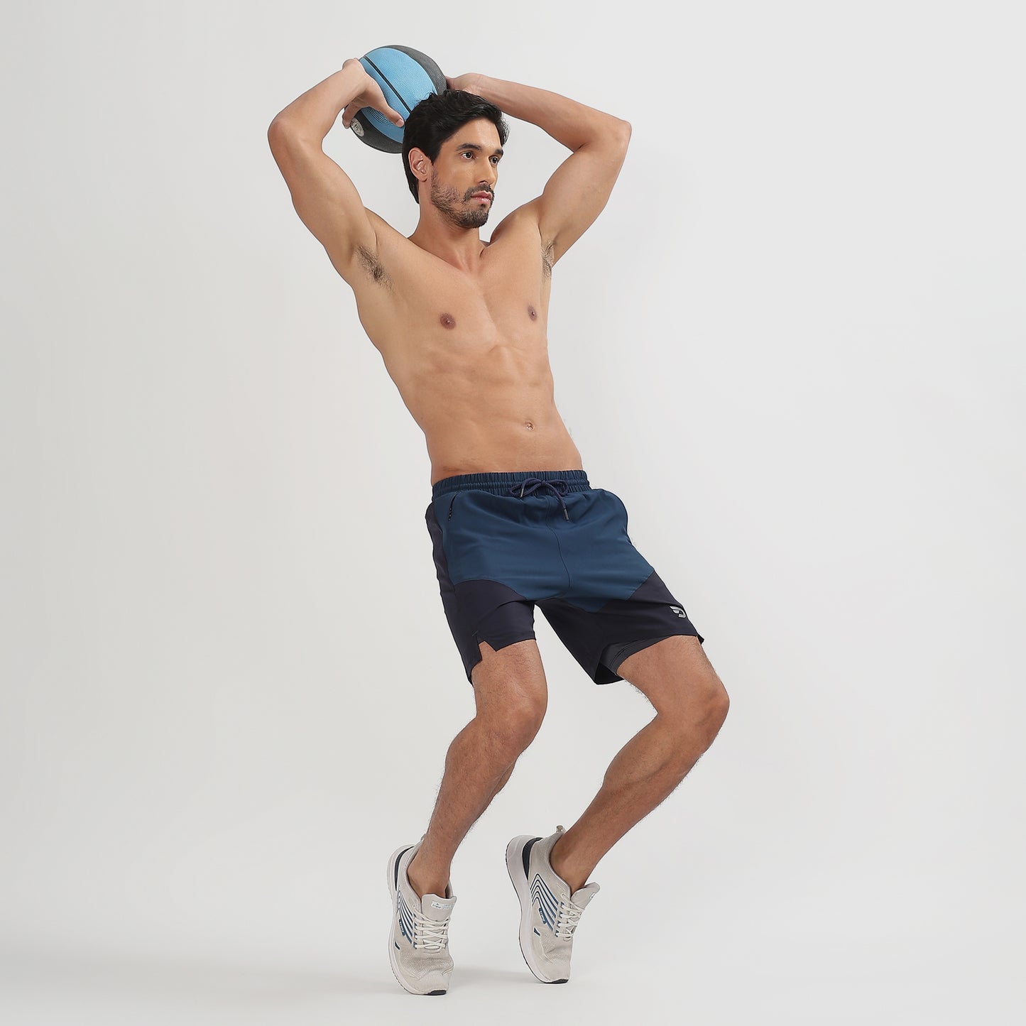 Colorblock 2 in one Compression Shorts