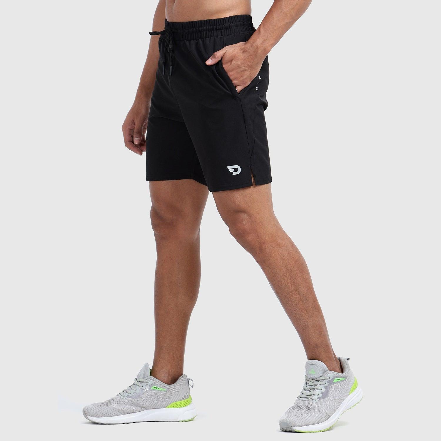 Denmonk's fashionable Coastline Comfort black shorts for men will boost your level of gym fitness.
