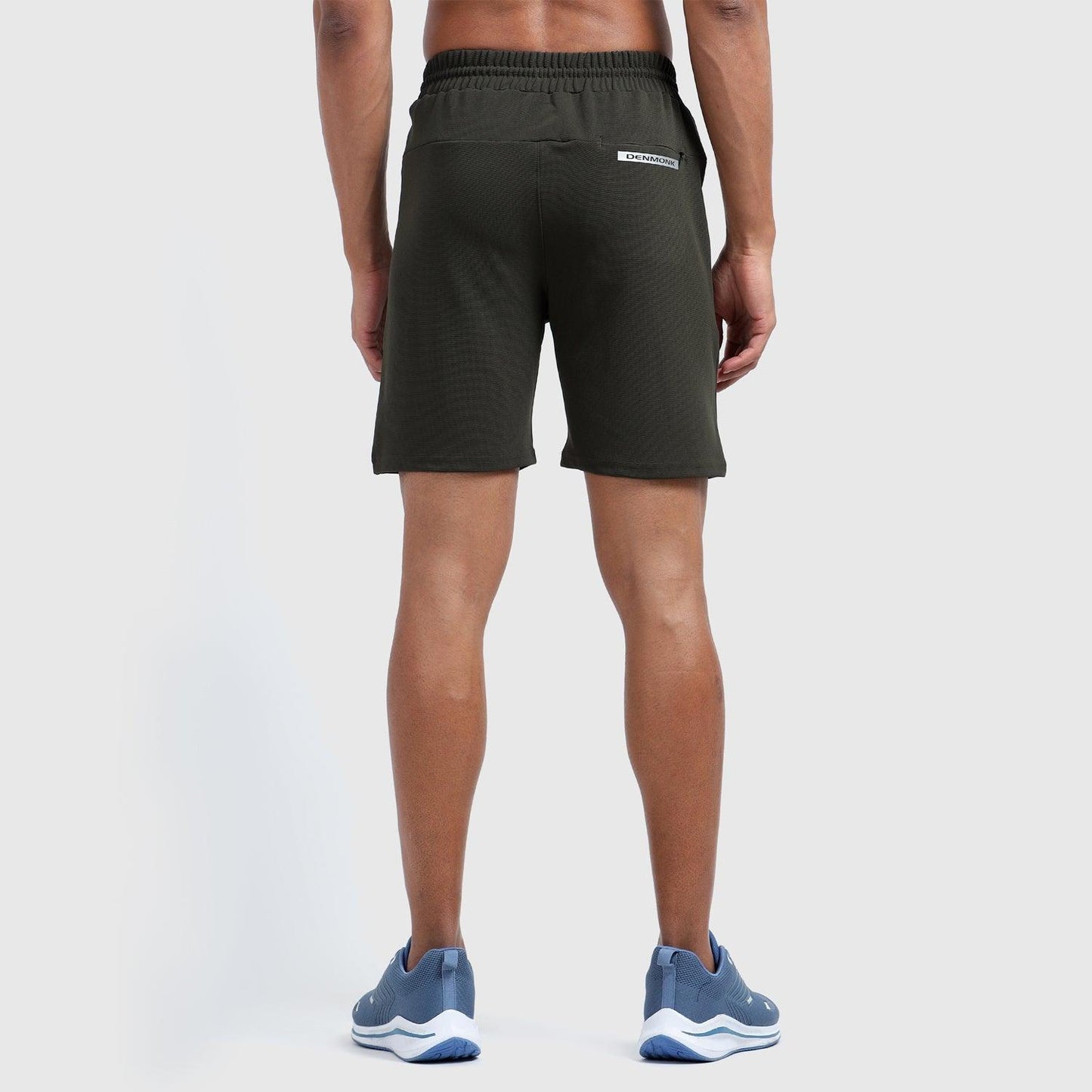 Denmonk's fashionable Retroglide Shorts core olive shorts for men will boost your level of gym fitness.