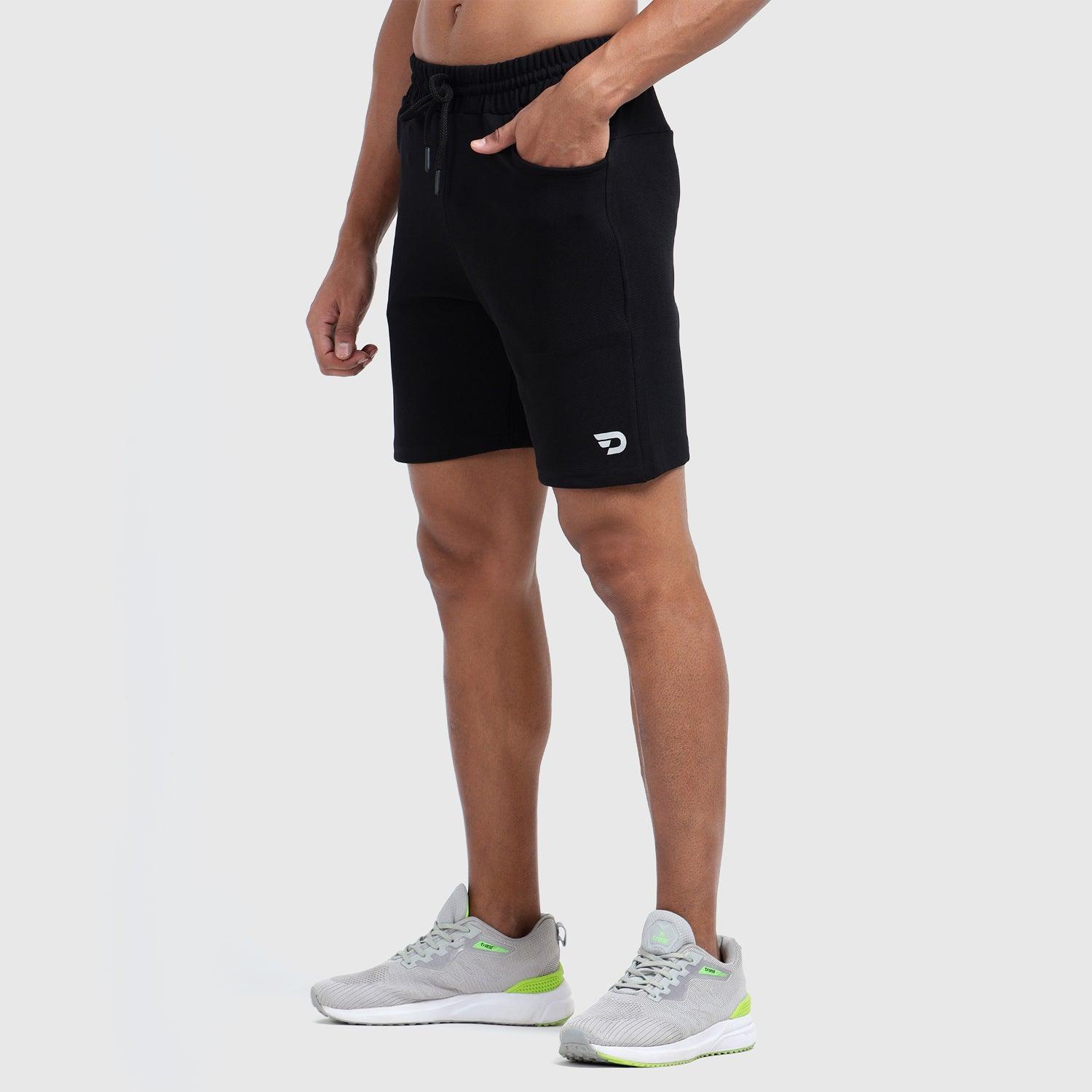 Denmonk's fashionable Retroglide Shorts black shorts for men will boost your level of gym fitness.