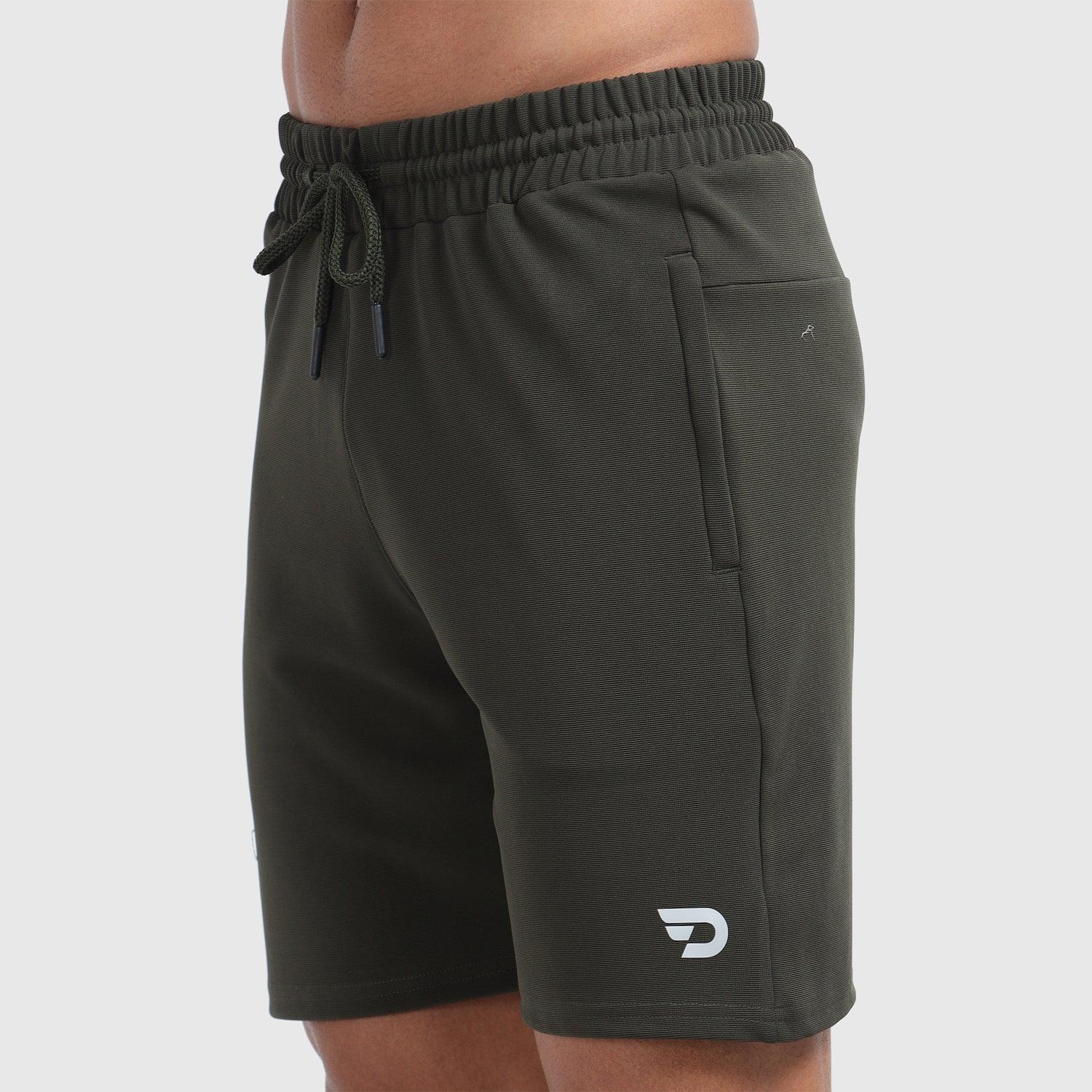 Denmonk's fashionable Trekready core olive shorts for men will boost your level of gym fitness.