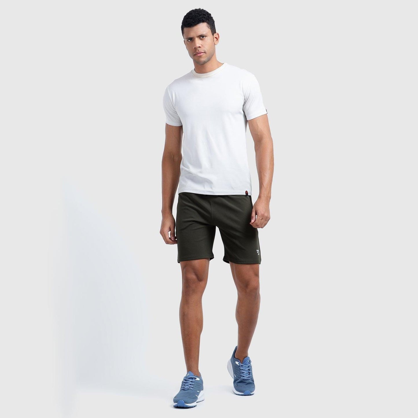 Denmonk's fashionable Retroglide Shorts core olive shorts for men will boost your level of gym fitness.