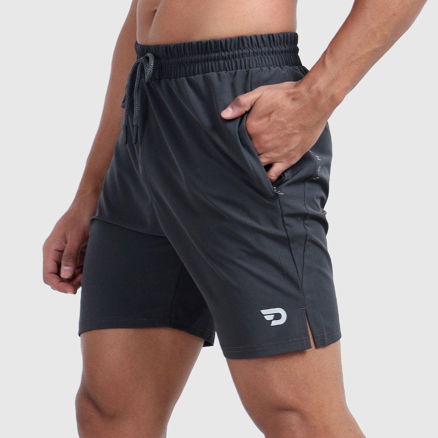 Denmonk's fashionable Coastline Comfort charcoal shorts for men will boost your level of gym fitness.