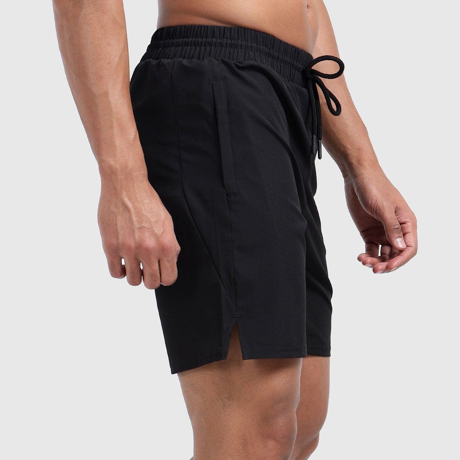 Denmonk's fashionable Coastline Comfort black shorts for men will boost your level of gym fitness.