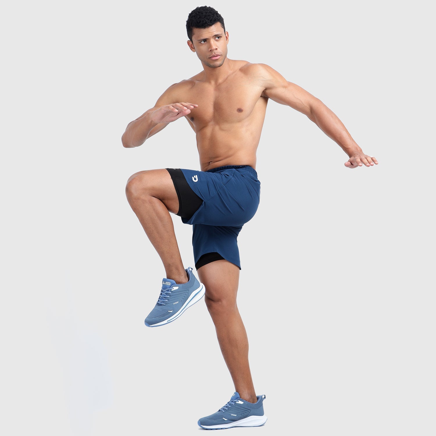 Denmonk's fashionable 2-IN-1 SHORTS regal blue shorts for men will boost your level of gym fitness.