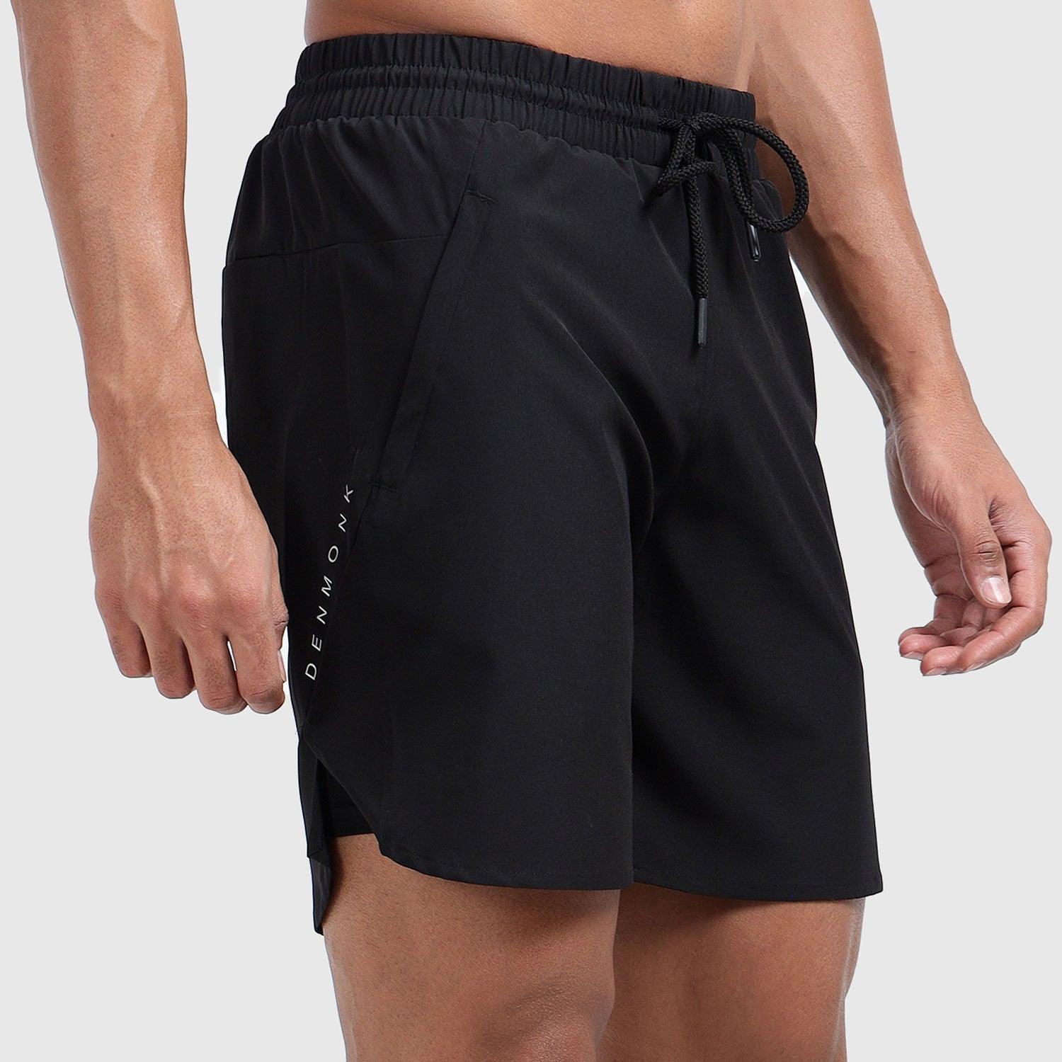 Denmonk's fashionable 2-IN-1 SHORTS black shorts for men will boost your level of gym fitness.