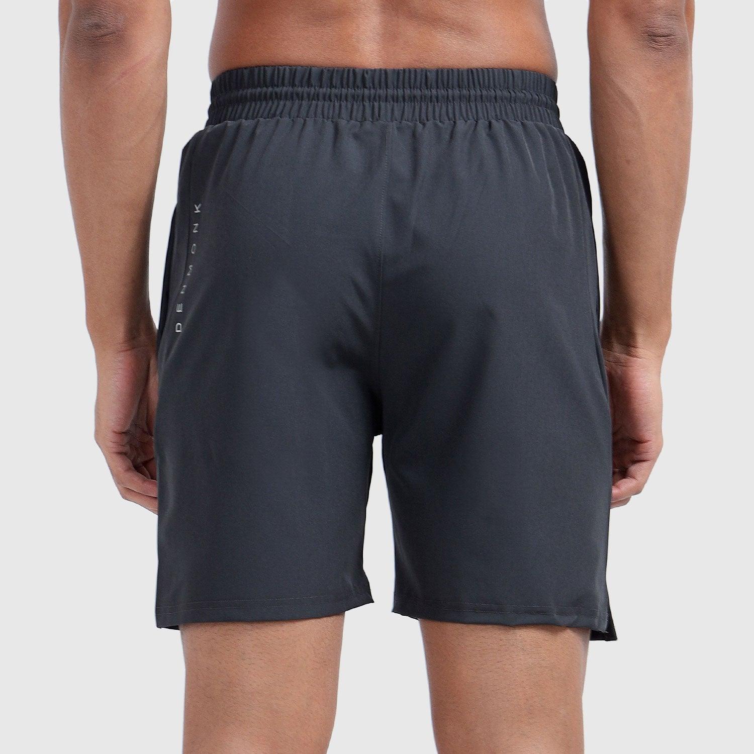 Denmonk's fashionable Coastline Comfort charcoal shorts for men will boost your level of gym fitness.