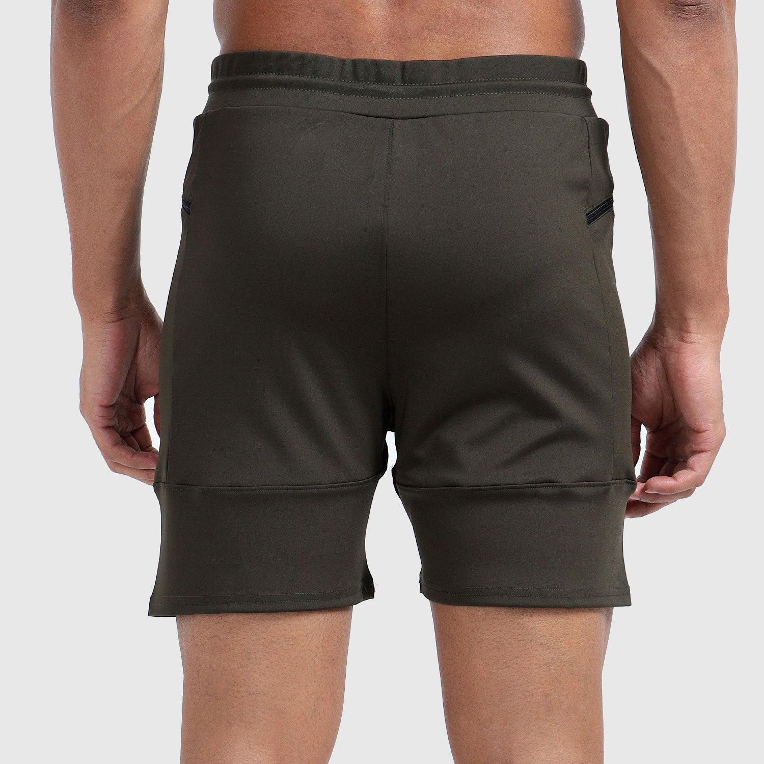 Denmonk's fashionable Power Shorts core olive shorts for men will boost your level of gym fitness.