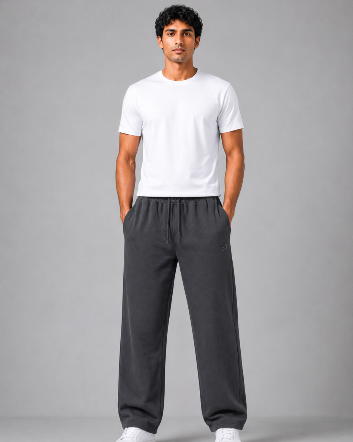 Denmonk Men's 100% Cotton Straight Fit Track Pants