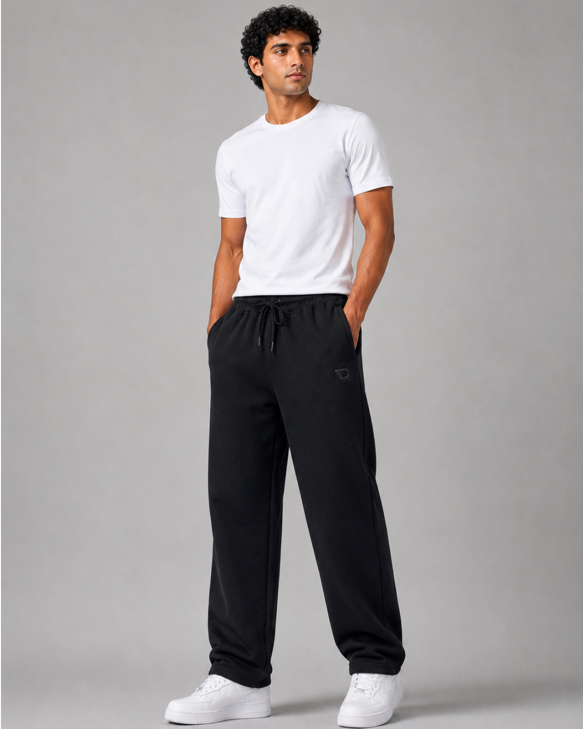 Denmonk Men's 100% Cotton Straight Fit Track Pants