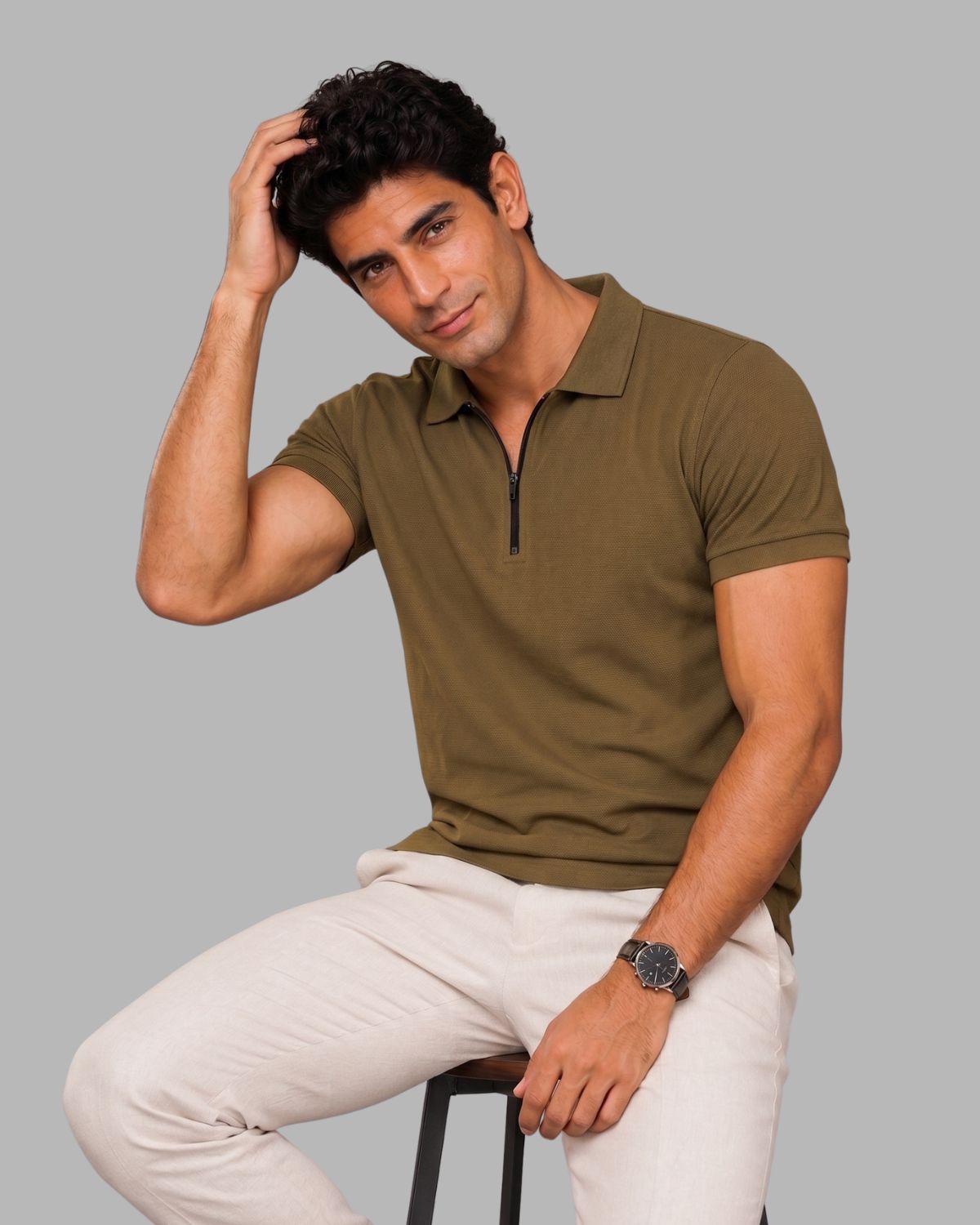 Men's Signature Half Zip Polo T-Shirt